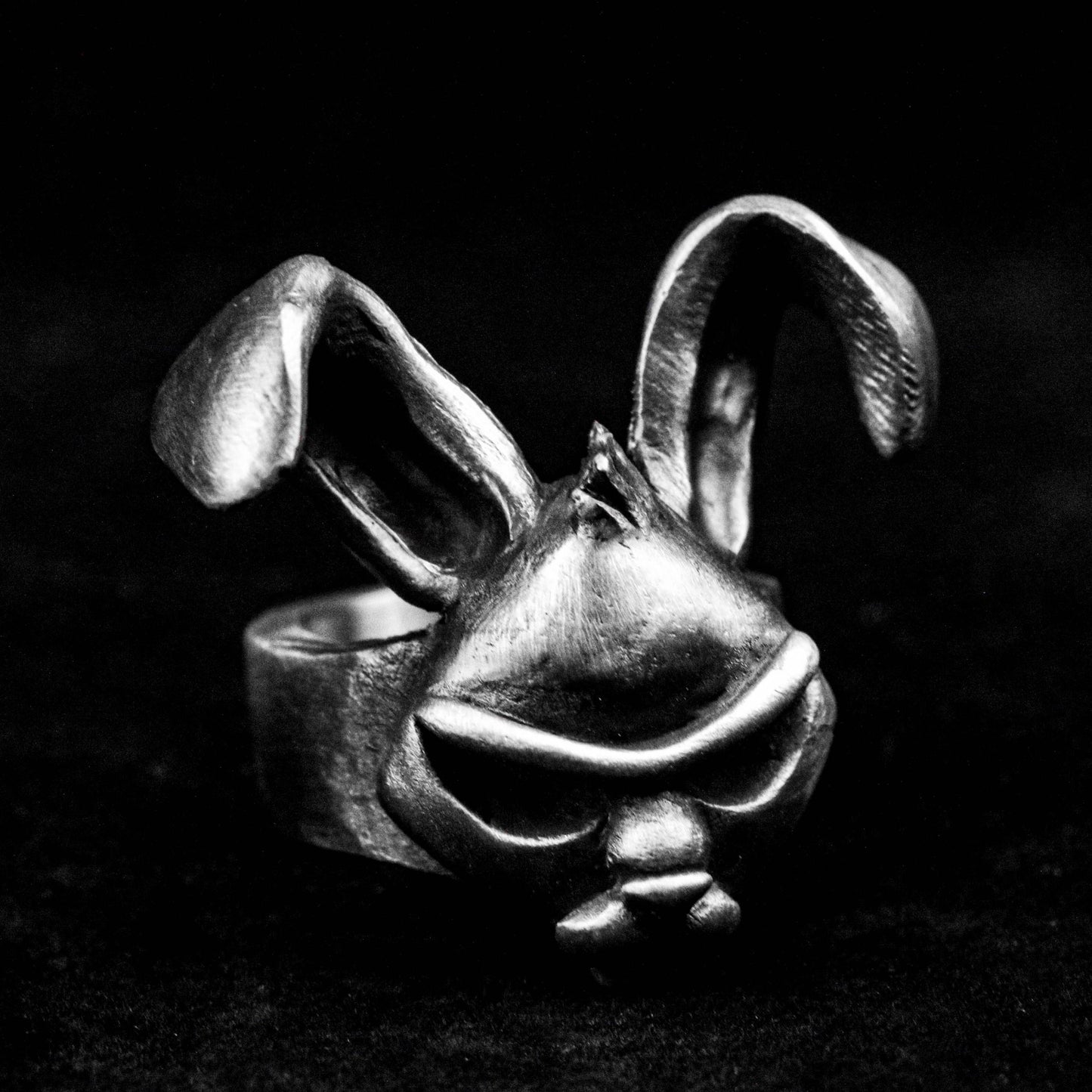 Comic Rabbit Ring, Small Animal Brass Ring, Original Design Ring, Rabbit Silver Ring, Vintage Brass Hip Hop Rabbit Jewelry,