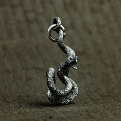 925 sterling silver snake pendant, retro snake necklace, snake pendant, silver pendant for men and women