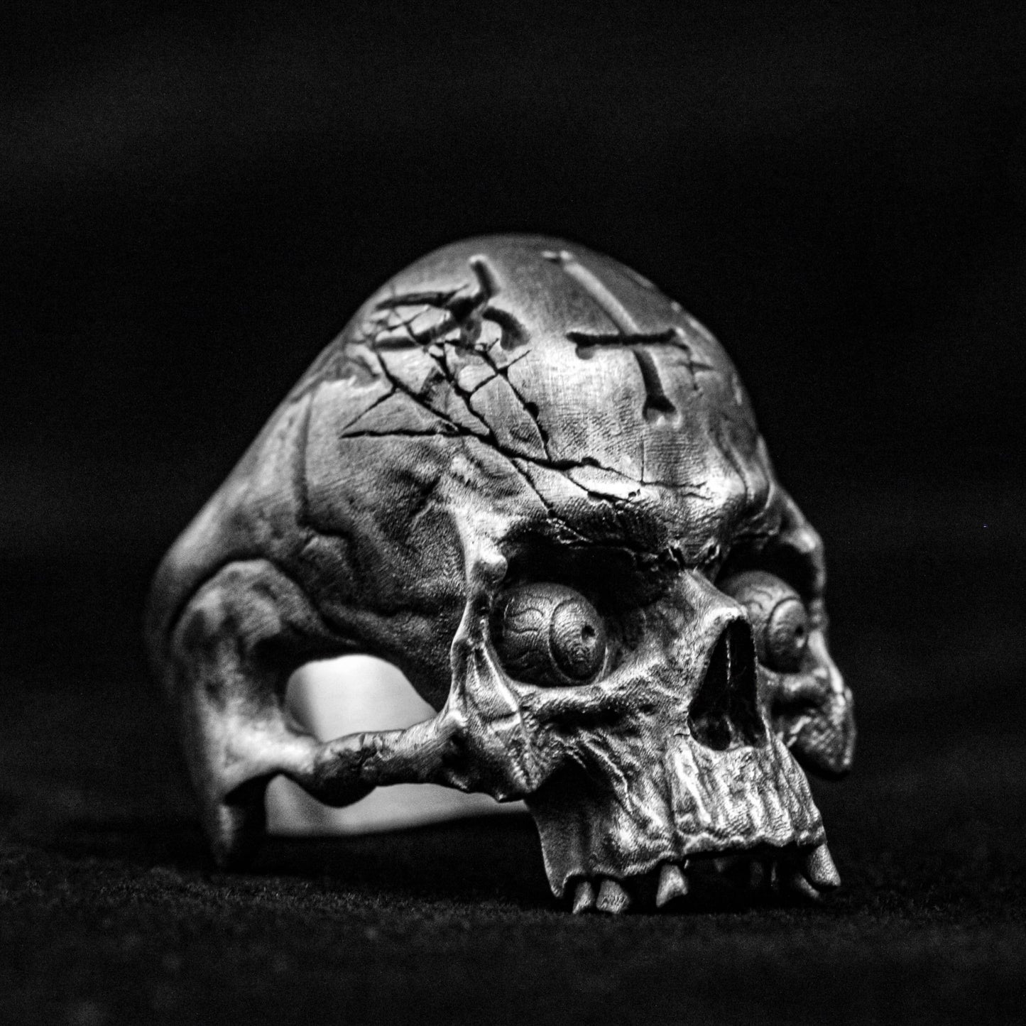 Skull Ring, Skull Head, Silver Ring, Cross Ring, Brass Ring, Eyeball Ring, Antique Silver Jewelry, Men's Trend Silver Jewelry,