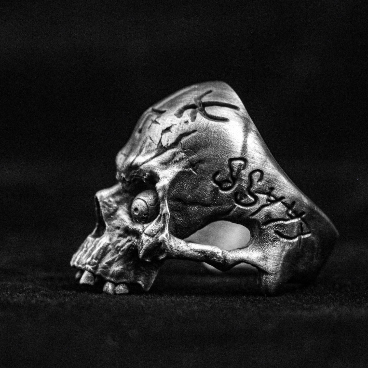 Skull Ring, Skull Head, Silver Ring, Cross Ring, Brass Ring, Eyeball Ring, Antique Silver Jewelry, Men's Trend Silver Jewelry,