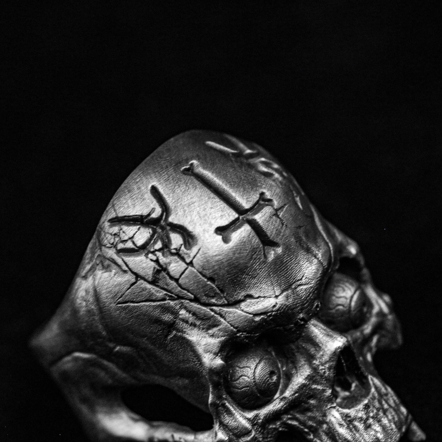 Skull Ring, Skull Head, Silver Ring, Cross Ring, Brass Ring, Eyeball Ring, Antique Silver Jewelry, Men's Trend Silver Jewelry,