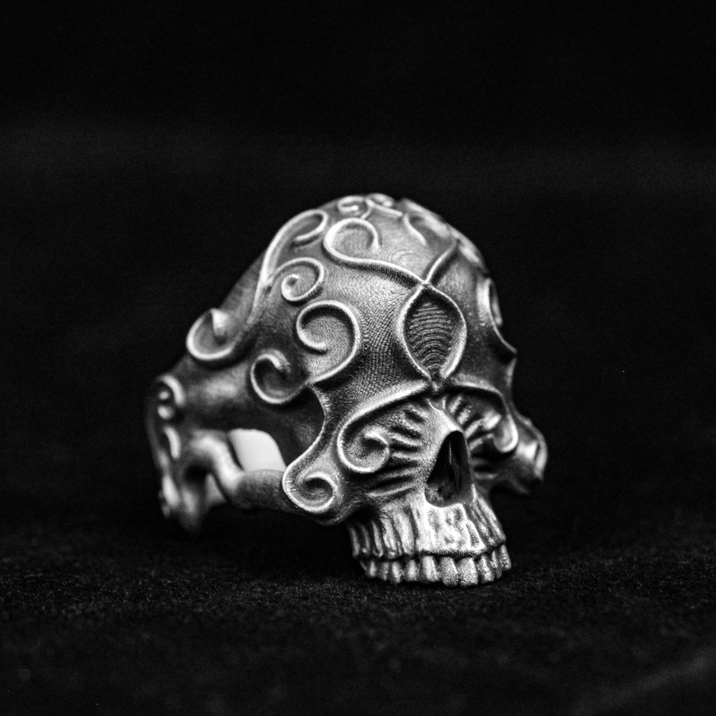 Silver Skull Ring, Scroll Ring, Totem Silver Ring, Vintage Brass Ring, Skull Brass, Skull Ring, Silver Ring, Open Ring,