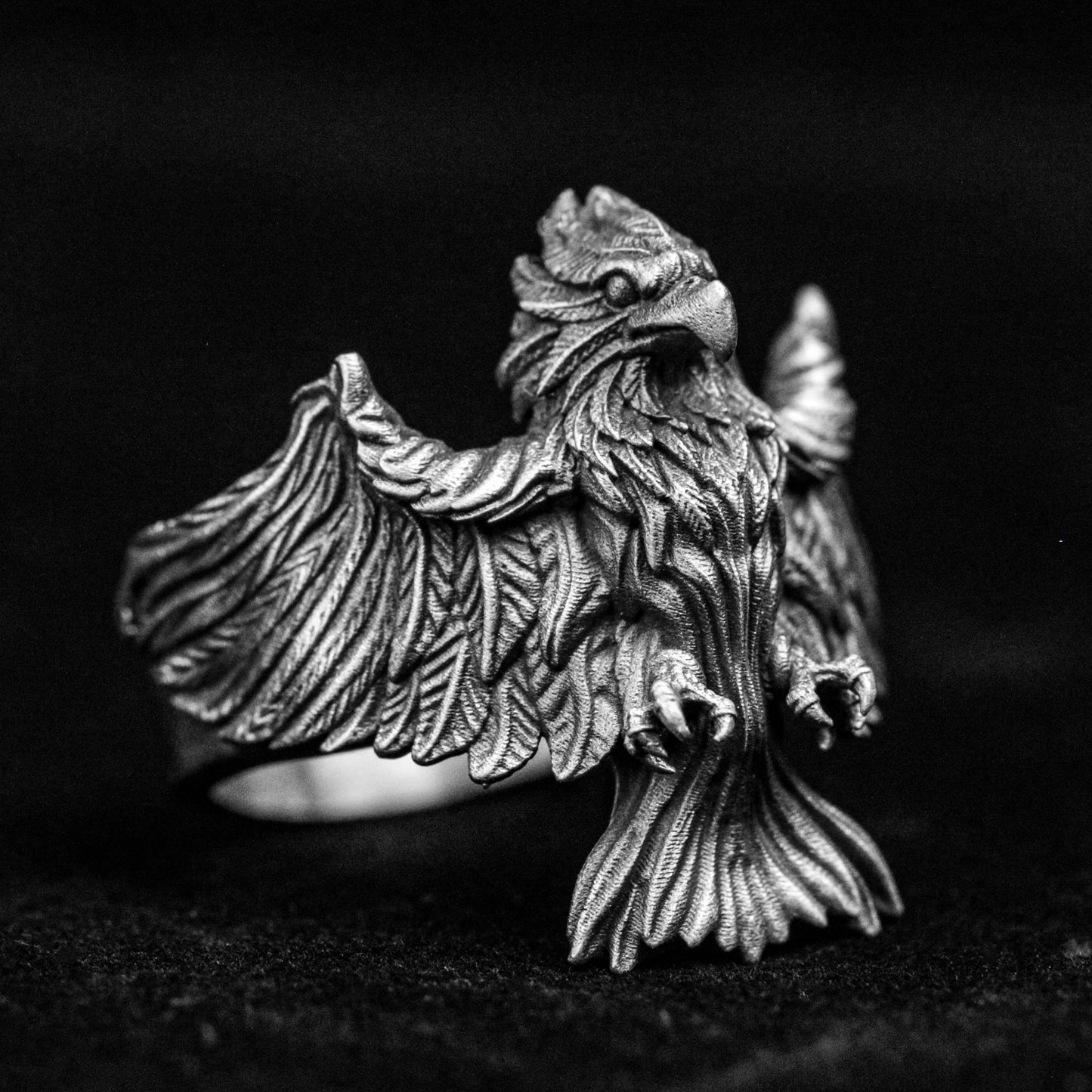 Eagle silver ring, eagle strikes the sky ring, soaring eagle ring, eagle silver jewelry, flying wing brass ring, feather jewelry,