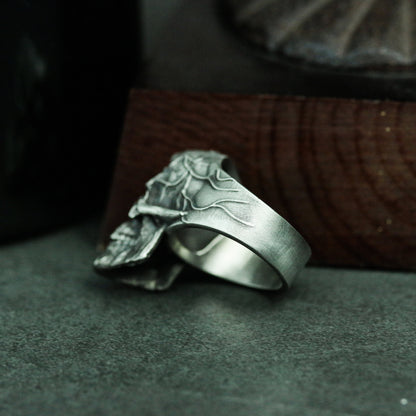 Titan One-eyed Skull 925 Silver Ring - Cyclops Monster Skull Silver Ring - Spooky Eyes - SATANHORN