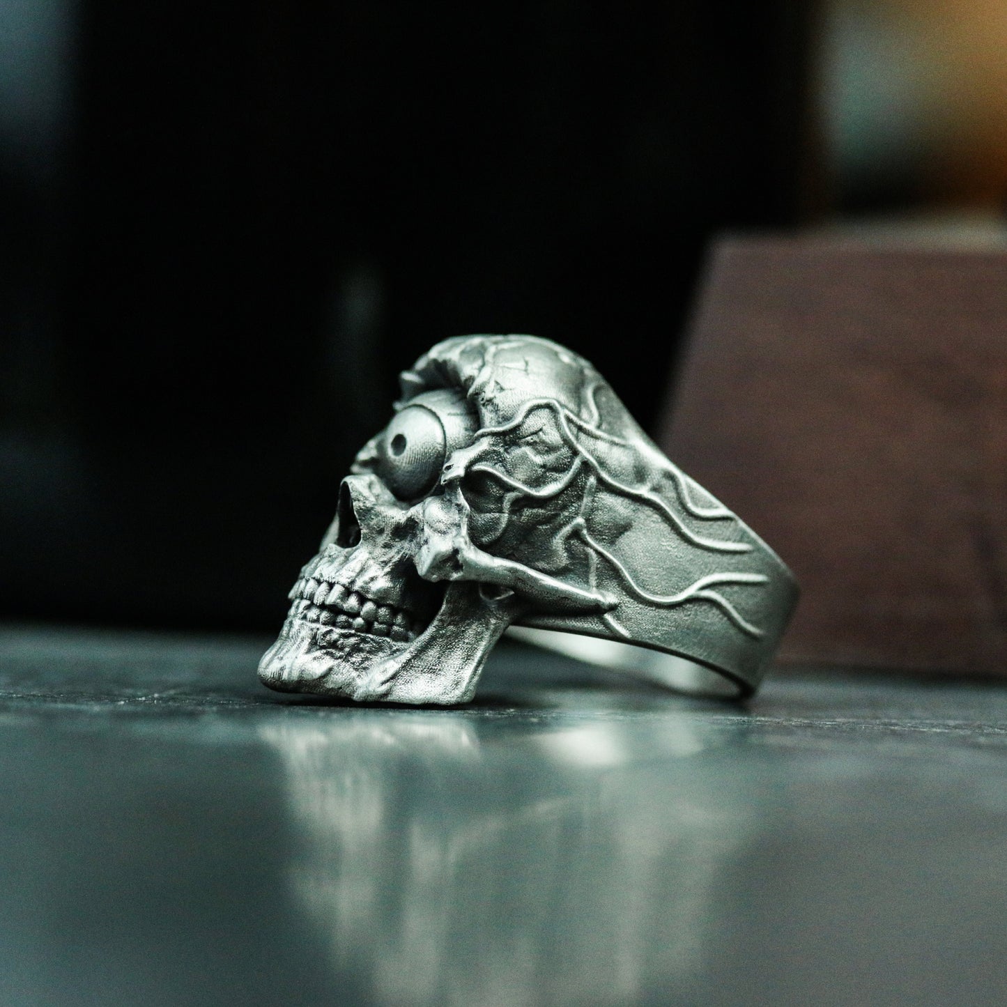 Titan One-eyed Skull 925 Silver Ring - Cyclops Monster Skull Silver Ring - Spooky Eyes