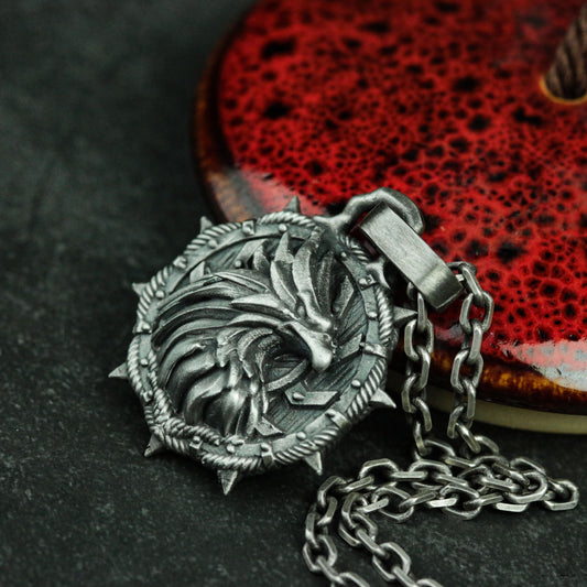 Eagle Badge Silver Necklace - War Badge Pendant Souvenir Silver Jewelry - Handmade Eagle Tag Gift Necklace Unique Charm