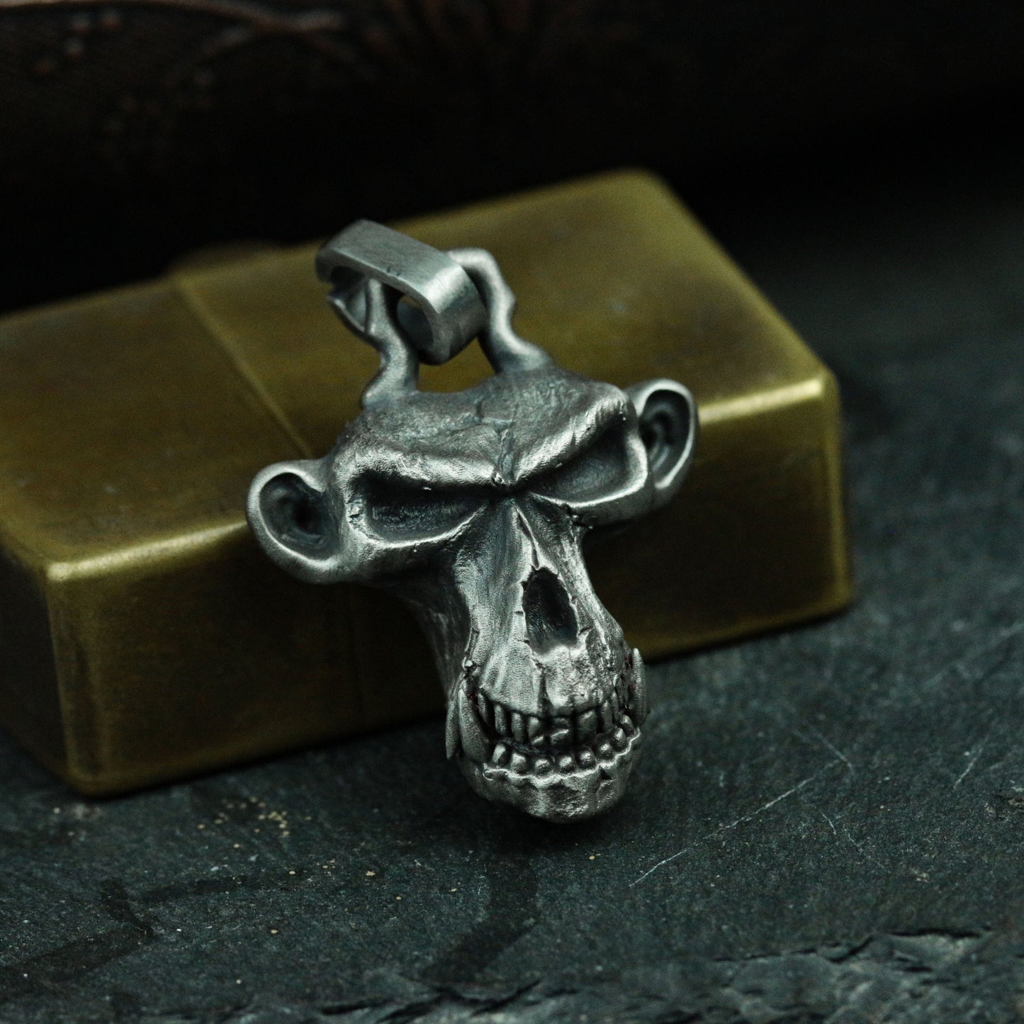 Anime Edition Gorilla Skull 925 Silver Pendant Necklace-Devil Gorilla-Bad Gorilla Necklace Gift-Personality Pendant