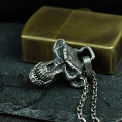 Anime Edition Gorilla Skull 925 Silver Pendant Necklace-Devil Gorilla-Bad Gorilla Necklace Gift-Personality Pendant