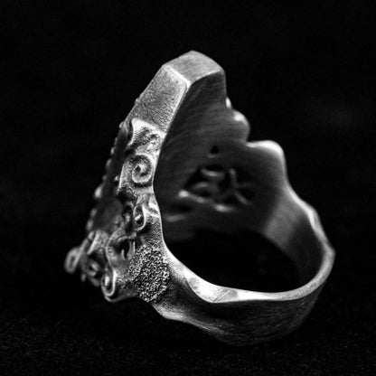 Coffin Rings, Holy Coffin Rings, Holy Cross Rings, Totem Pattern Rings, Fancy Gothic Jewelry, Men's Style Rings