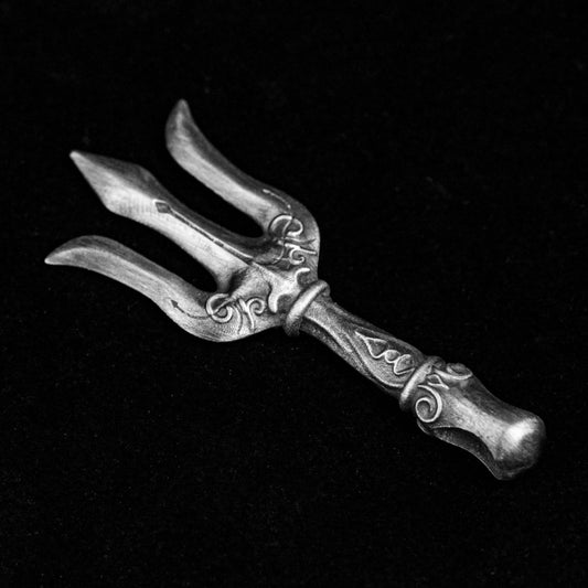 Vintage pendant, Neptune trident sterling silver pendant, Neptune war spear silver ornament, harpoon brass pendant, pattern tassel pendant,