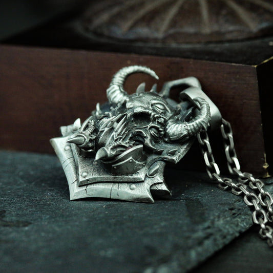 Cthulhu Demon 925 Silver Pendant Necklace - Cthulhu's Armor Helmet - Gothic Mythology Silver Pendant Jewelry