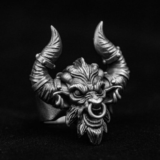 Angry Bull Demon Ring, Minoan Bull Silver Ring, Silver Ring, Bullfighting Brass Ring, Simple Style Ring, Seiko Jewelry, Bull Ring,