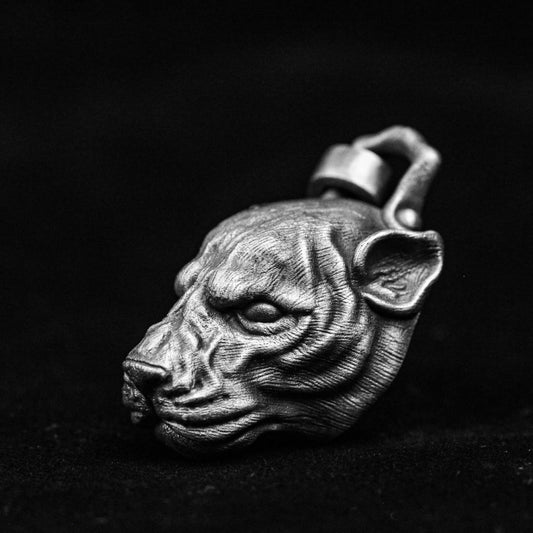 Leopard Silver Pendant, Skull Silver Pendant, Vintage Necklace, Snow Leopard Brass Necklace, Special Gift, Fashion Necklace