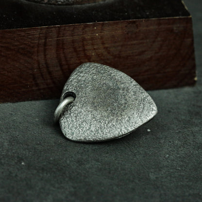 Gothic skull silver tag-guitar pick silver necklace pendant-handmade skull silver jewelry gift craftsman