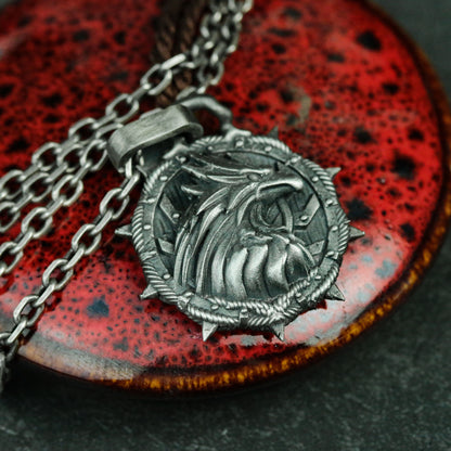 Eagle Badge Silver Necklace - War Badge Pendant Souvenir Silver Jewelry - Handmade Eagle Tag Gift Necklace Unique Charm