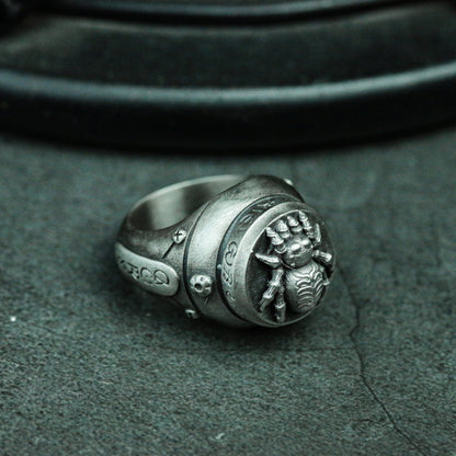 Industrial style spider 925 silver ring, punk spider ring, unique animal ring gift artisan made