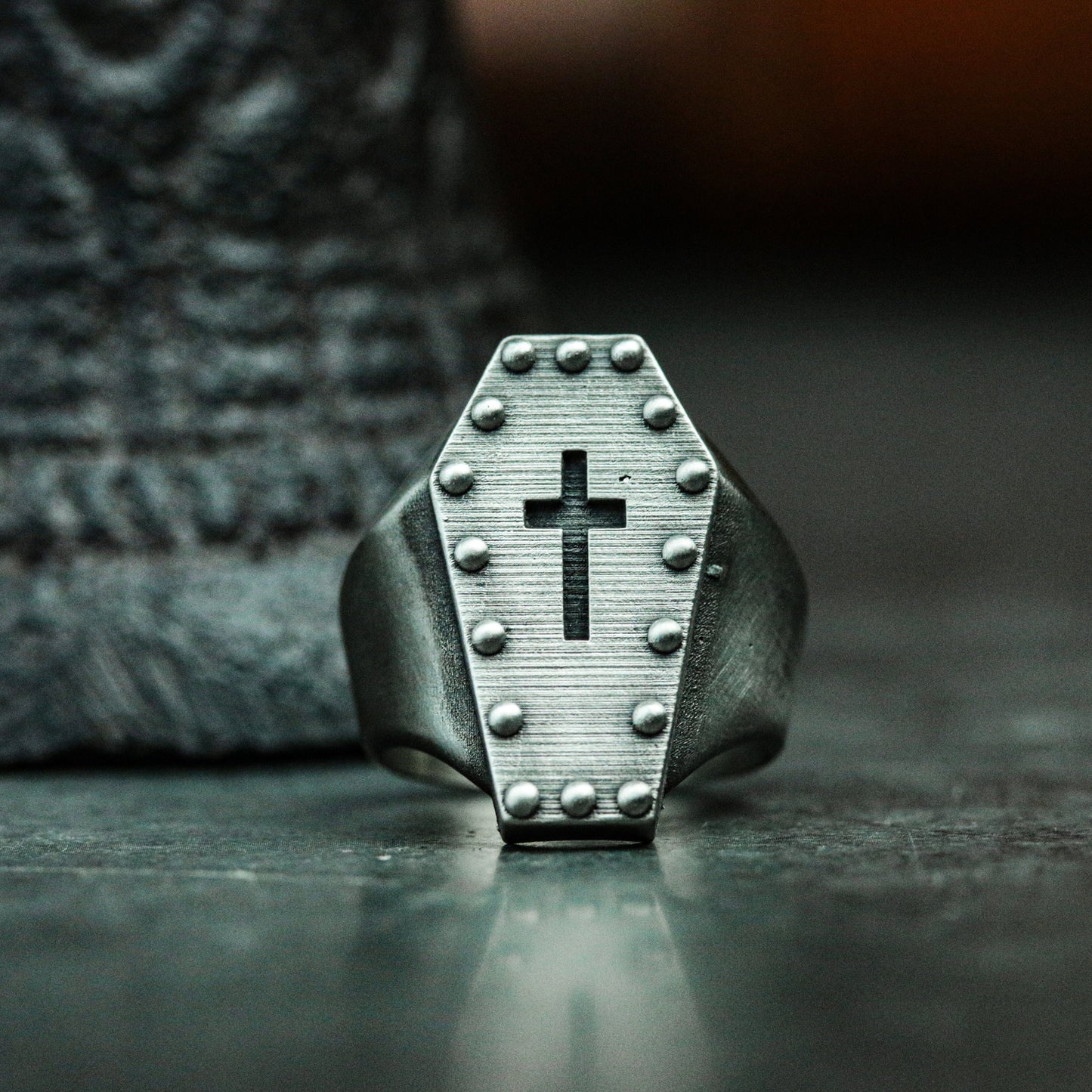 Cross Coffin 925 Silver Ring, Memorial Ring, Unique Memorial Gift Artisan Made