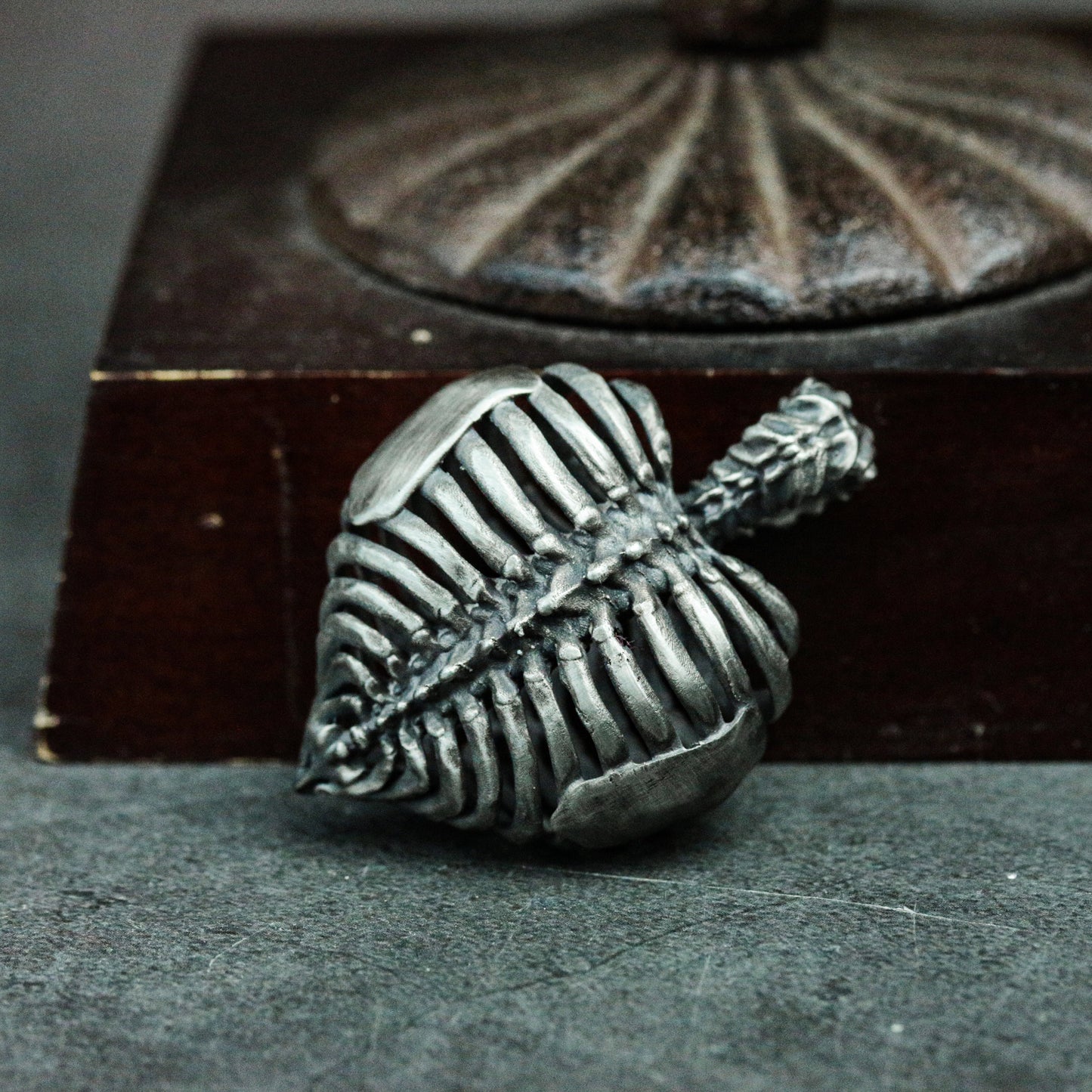 Heart and Ribs 925 Silver Pendant Necklace - Human Skeleton - Memorial Pendant Craftsman Made