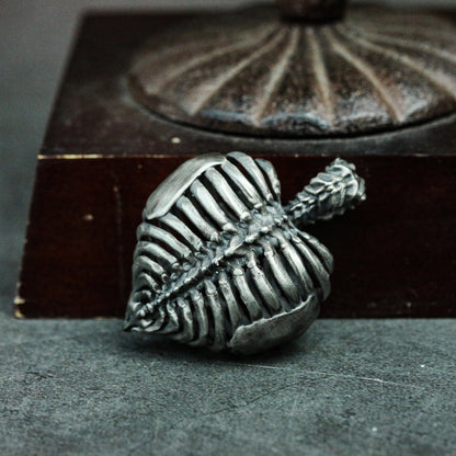 Heart and Ribs 925 Silver Pendant Necklace - Human Skeleton - Memorial Pendant Craftsman Made