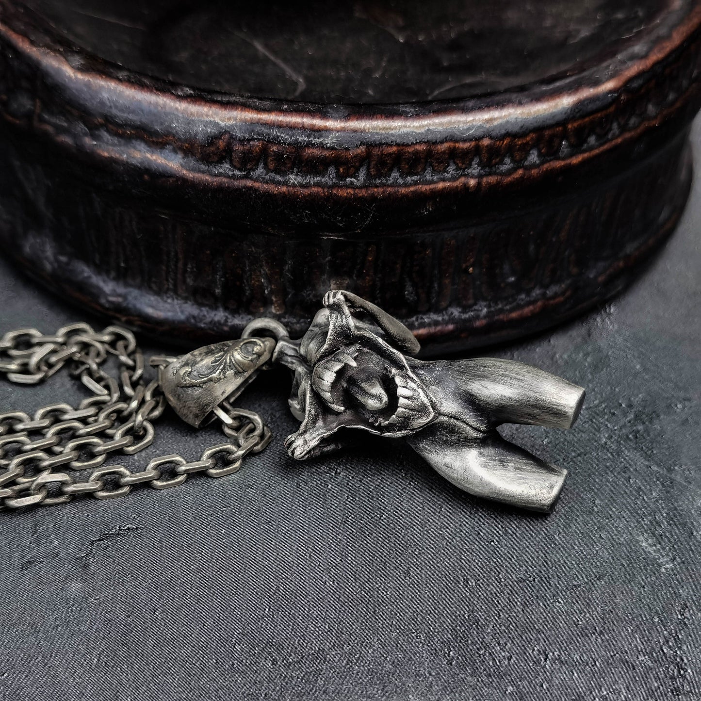 925 silver beauty vampire pendant, snarling teeth pendant, woman body necklace