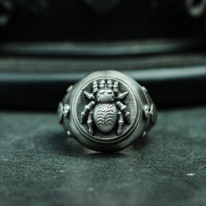 Industrial style spider 925 silver ring, punk spider ring, unique animal ring gift artisan made