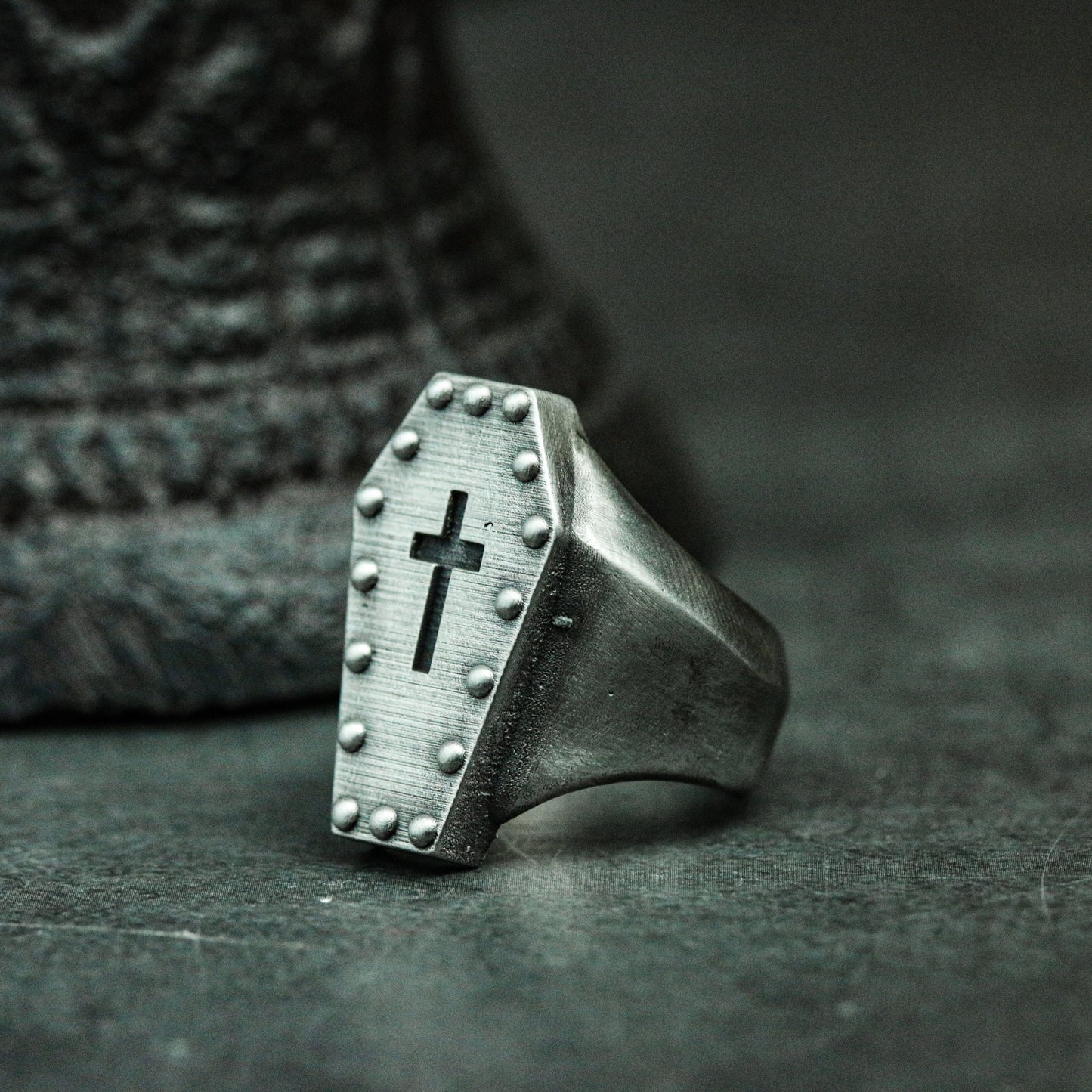 Cross Coffin 925 Silver Ring, Memorial Ring, Unique Memorial Gift Artisan Made