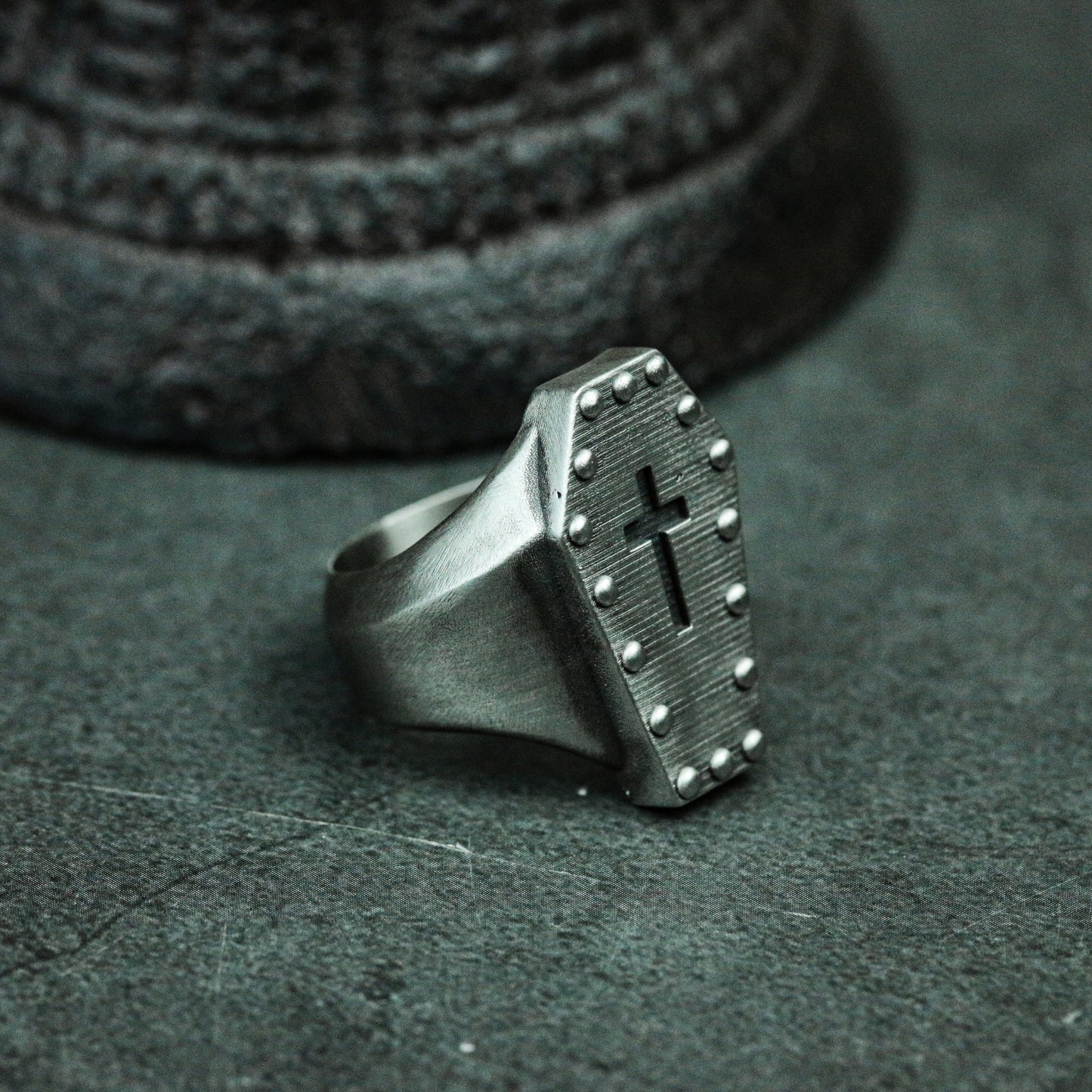 Cross Coffin 925 Silver Ring, Memorial Ring, Unique Memorial Gift Artisan Made