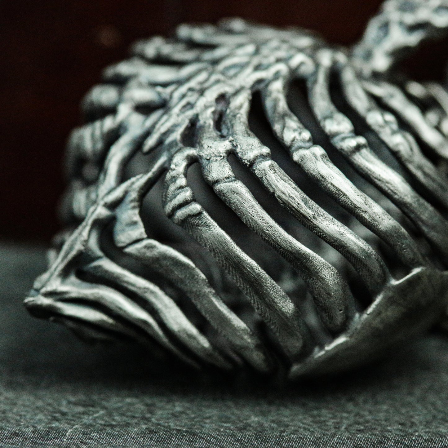 Heart and Ribs 925 Silver Pendant Necklace - Human Skeleton - Memorial Pendant Craftsman Made