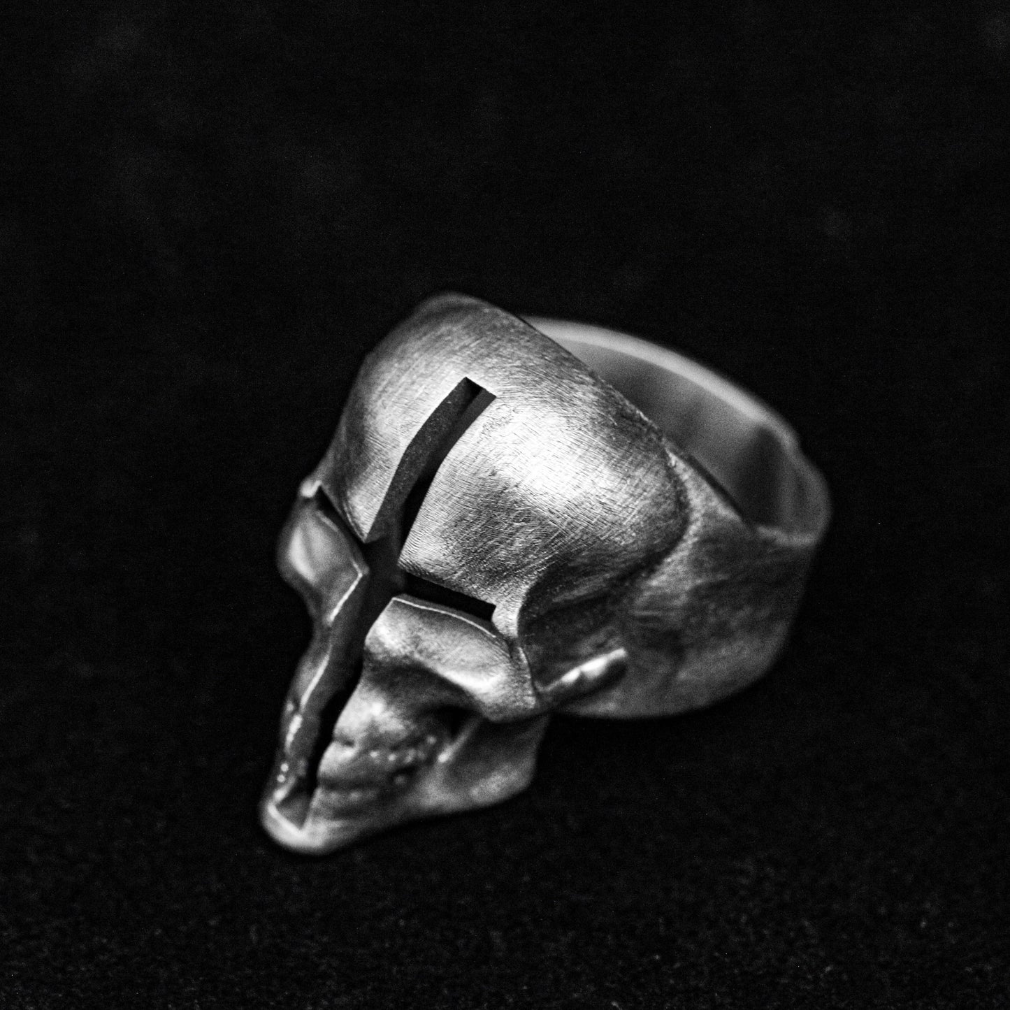 Cross Silver Ring, Faceless Brass Ring, Skull Ring, Maskman Ring, Gothic Silver Ring, Cutout Ring