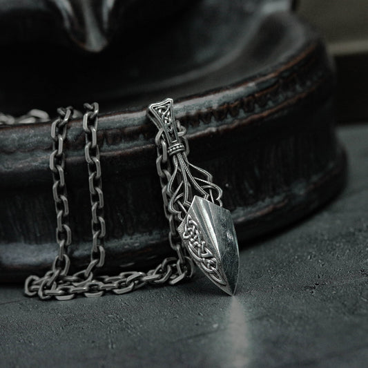 Vintage silver necklace protection pendant spear lucky charm arrow amulet 925 silver women pendant men jewelry gift for her him