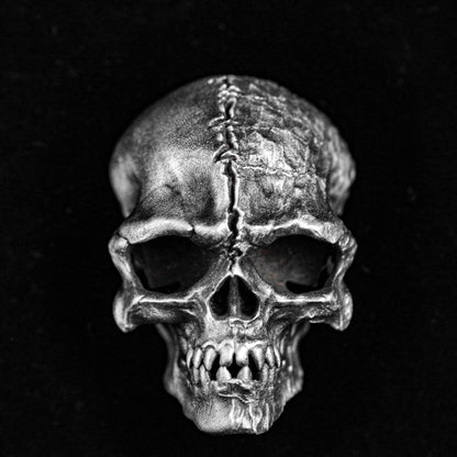 Skull Pendant, 925 Sterling Silver Necklace, Pierced Pendant, Brass Necklace, Devil's Versatile Silver, Vintage Classic Style, Handmade
