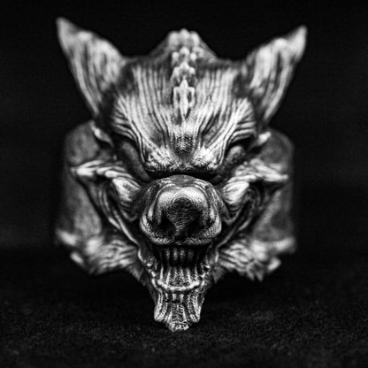 Insidious wolf ring, mask silver ring, wolf silver jewelry, 925 sterling silver wolf ring, ghost face ring, men's ring