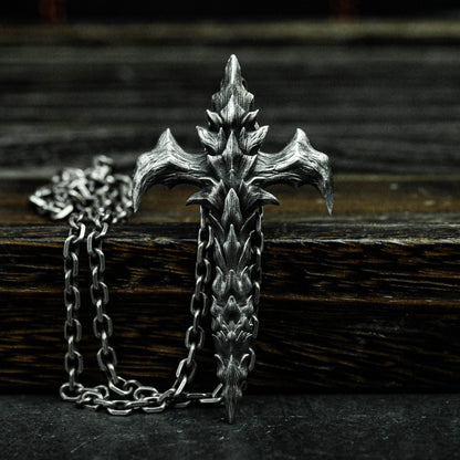 925 sterling silver scale cross pendant, cross necklace, religious jewellery, scale necklace - handmade