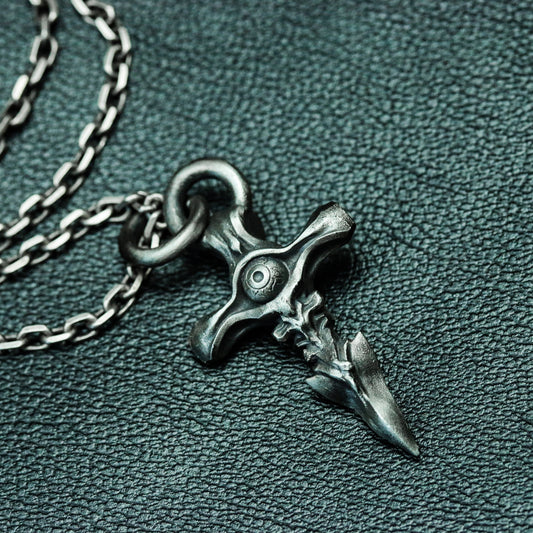 Spine Eyeball 925 Silver Pendant Necklace - Cross Skeleton Necklace - Evil Eye
