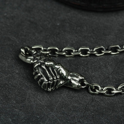 Friendship Bracelet, Hand Bone Handshake Bracelet, Vampire Bracelet 925 Silver Brass Devil's trading bracelet