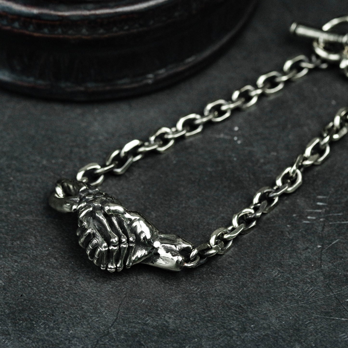 Friendship Bracelet, Hand Bone Handshake Bracelet, Vampire Bracelet 925 Silver Brass Devil's trading bracelet