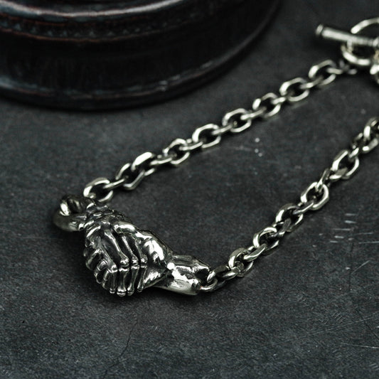 Friendship Bracelet, Hand Bone Handshake Bracelet, Vampire Bracelet 925 Silver Brass Devil's trading bracelet