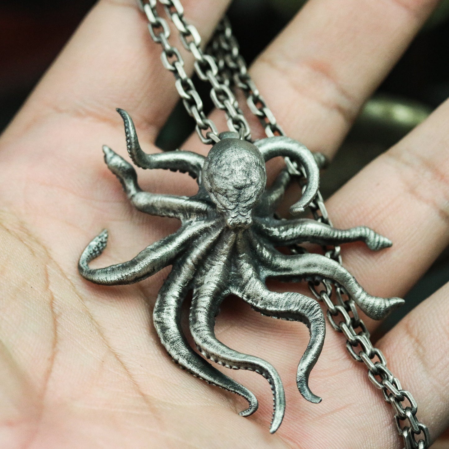 Big Octopus 925 Silver Pendant Necklace - Myth of Cthulhu - Gift for Octopus Lovers