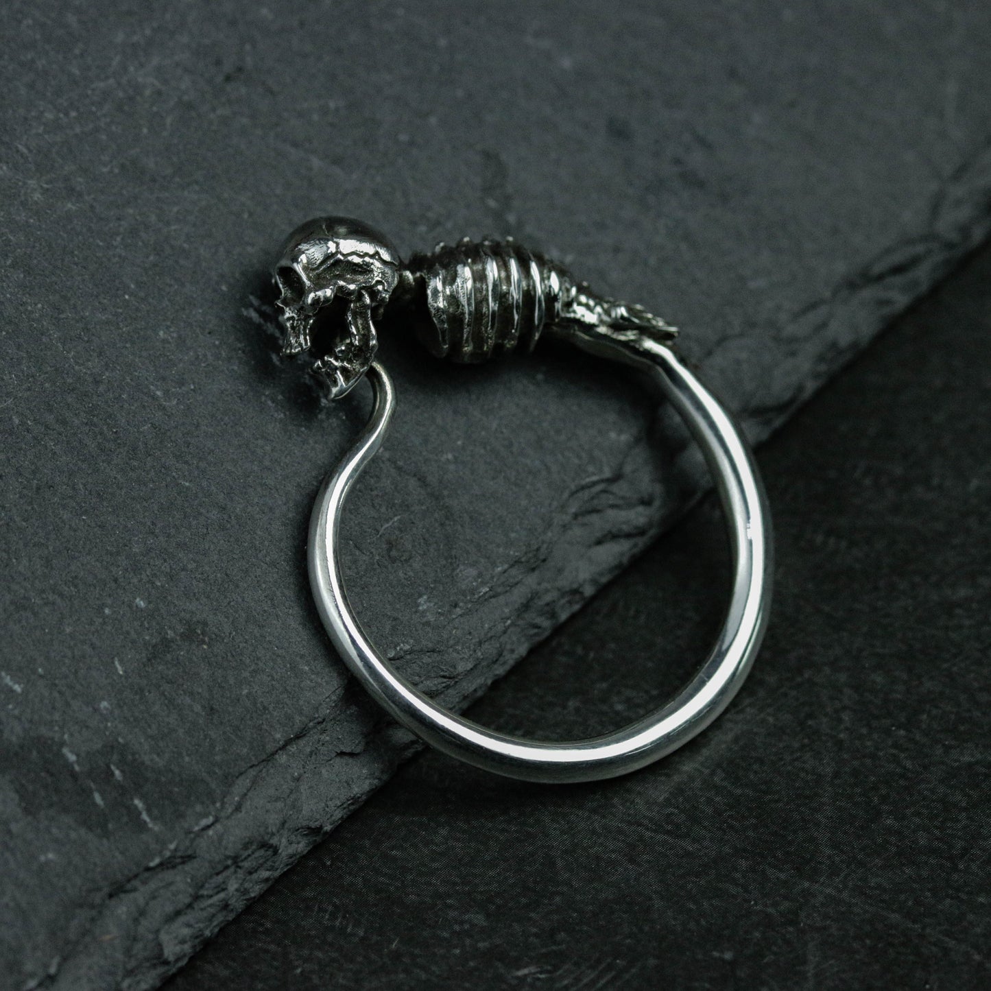 Human Skull Skeleton 925 Silver Ring Memento Mori Gothic Ring, Skull Jewelry, Skeleton Ring, Punk Mourning Ring, Halloween Jewelry