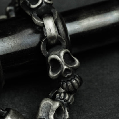 Sterling Silver Skull Bracelet, Silver Skull Bracelet, Men's Bracelet, Vintage Bracelet, Punk Bracelet, Jewelry Making supplies