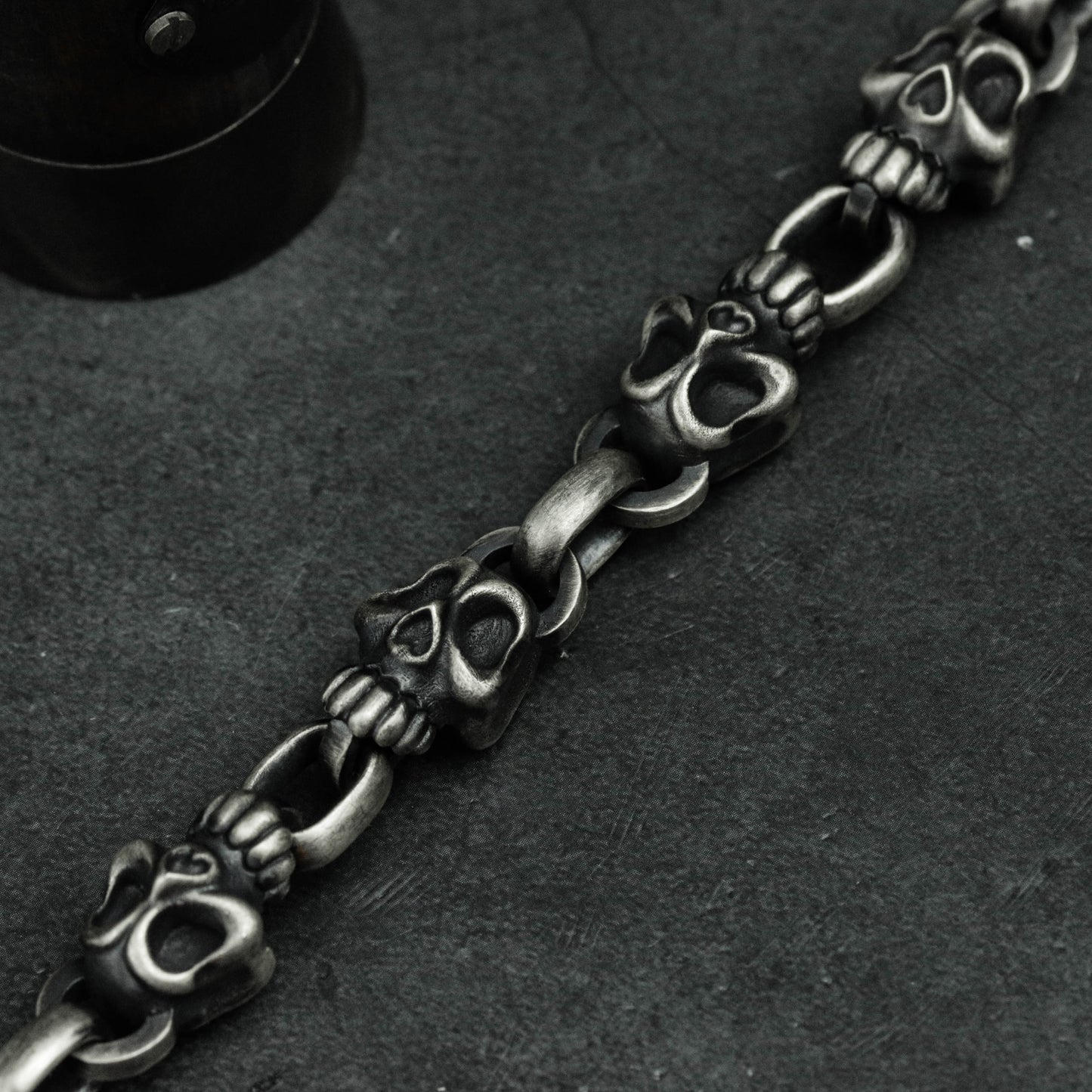 Sterling Silver Skull Bracelet, Silver Skull Bracelet, Men's Bracelet, Vintage Bracelet, Punk Bracelet, Jewelry Making supplies