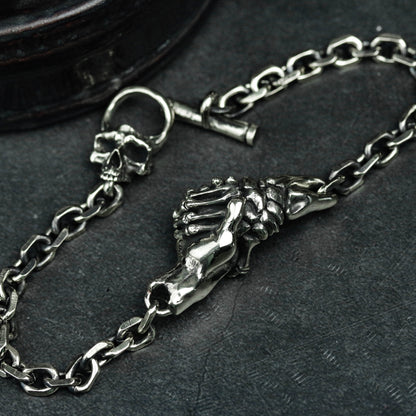 Friendship Bracelet, Hand Bone Handshake Bracelet, Vampire Bracelet 925 Silver Brass Devil's trading bracelet