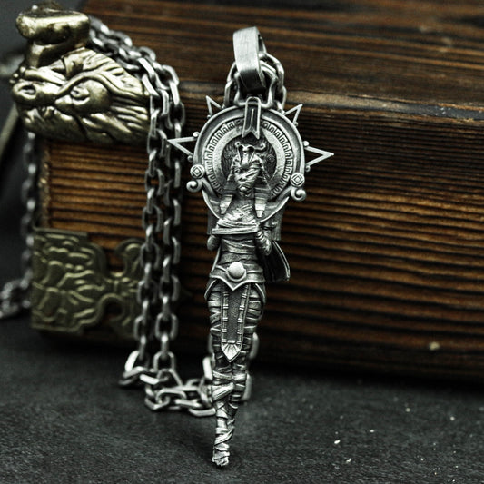 Egyptian Mummy 925 Sterling Silver Pendant Necklace, Mummy Sun Goddess Pendant Necklace, Goddess Mummy Pendant - Artisan Made