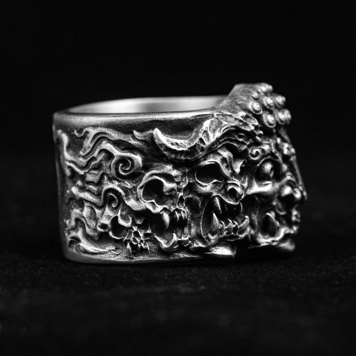 One thought ring-angel devil series jewelry-Sakyamuni Buddha silver jewelry-silver skull ring-Buddha silver ring-men's silver ring