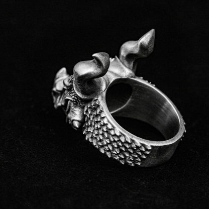 Wretched Dragon Ring-Handmade Dragon Ring-Dragon Skull-World of Warcraft-Handmade-Sterling Silver Dragon Ring Men-Gothic Jewelry