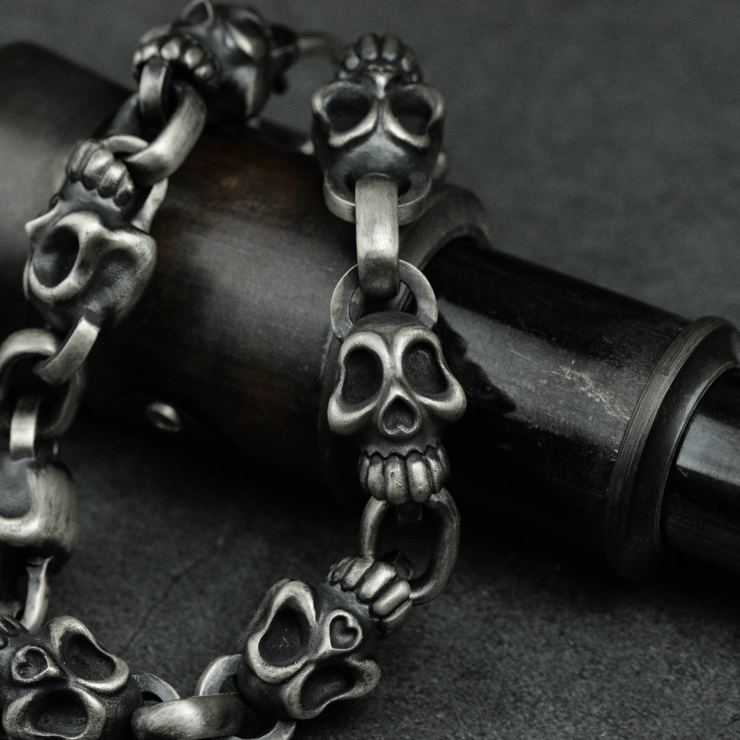 Sterling Silver Skull Bracelet, Silver Skull Bracelet, Men's Bracelet, Vintage Bracelet, Punk Bracelet, Jewelry Making supplies