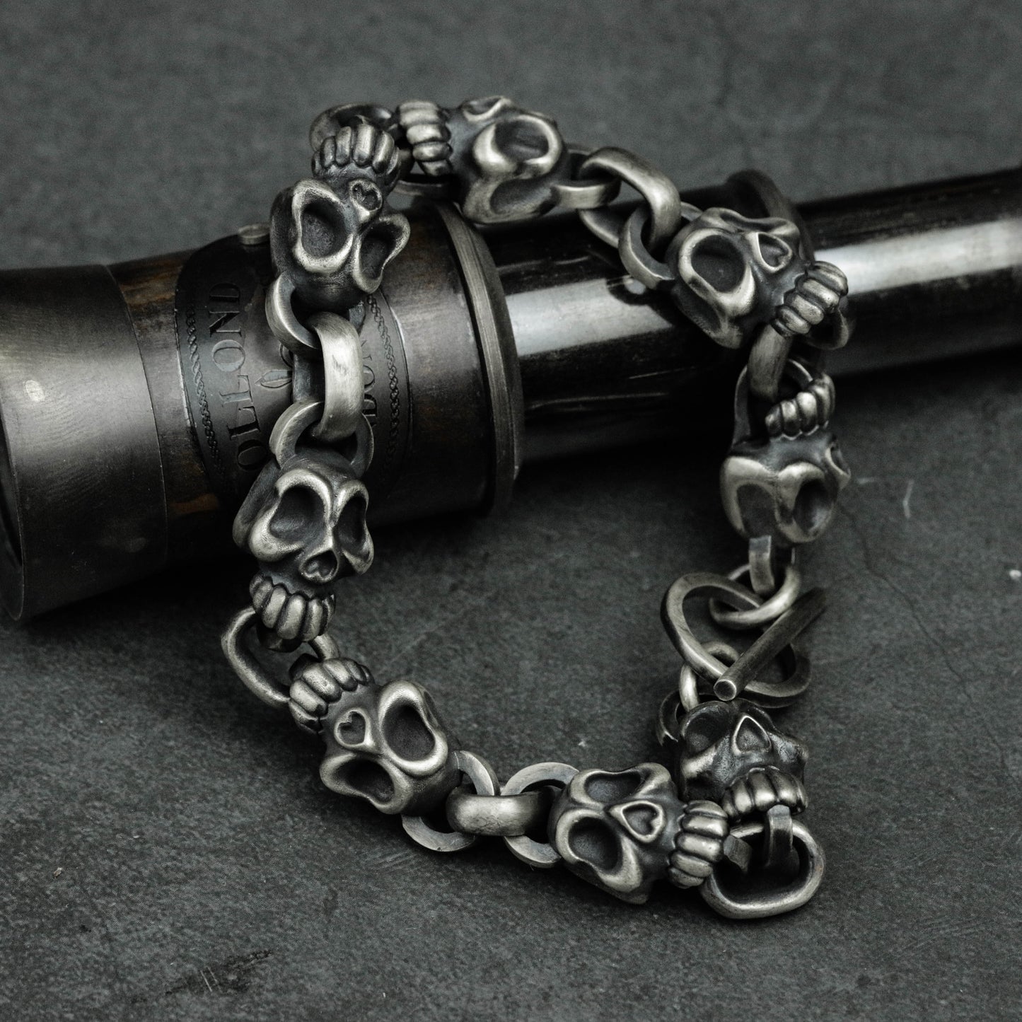 Sterling Silver Skull Bracelet, Silver Skull Bracelet, Men's Bracelet, Vintage Bracelet, Punk Bracelet, Jewelry Making supplies