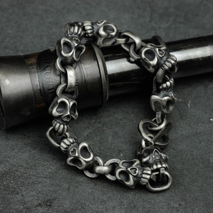 Sterling Silver Skull Bracelet, Silver Skull Bracelet, Men's Bracelet, Vintage Bracelet, Punk Bracelet, Jewelry Making supplies