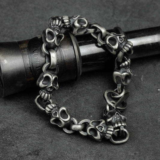 Sterling Silver Skull Bracelet, Silver Skull Bracelet, Men's Bracelet, Vintage Bracelet, Punk Bracelet, Jewelry Making supplies