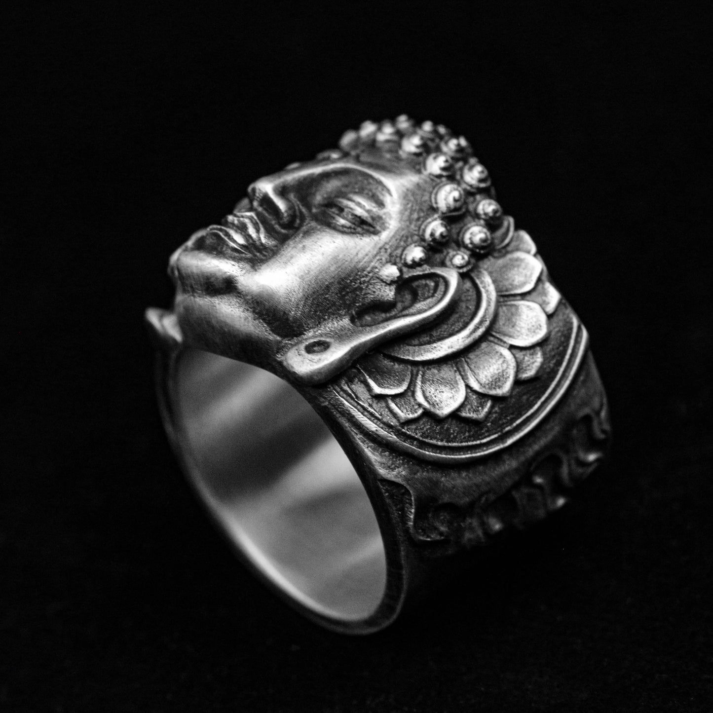 One thought ring-angel devil series jewelry-Sakyamuni Buddha silver jewelry-silver skull ring-Buddha silver ring-men's silver ring